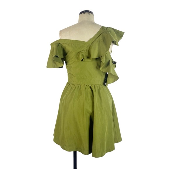 NEW JOA Off Shoulder Ruffle Dress Medium Olive Green BC5850 NWT - Picture 6 of 12